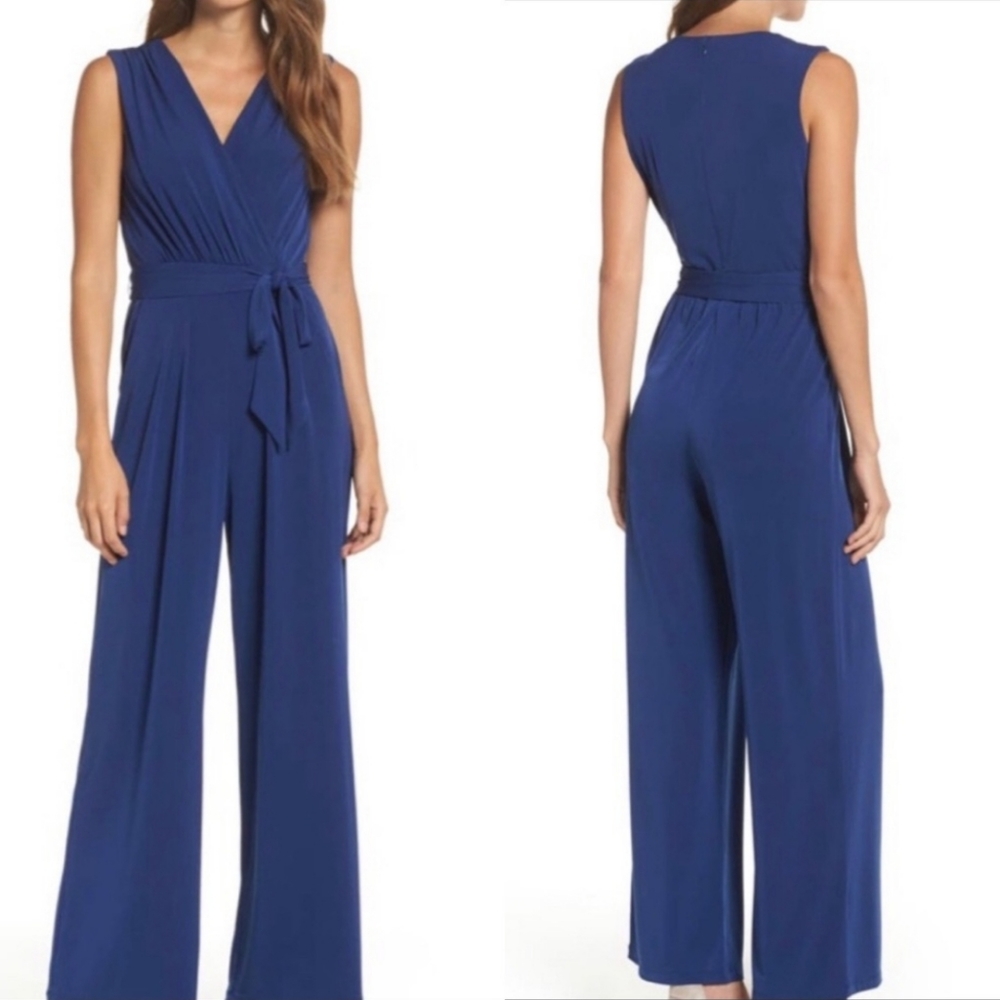 Vince Camuto Blue Wide Leg Sleeveless Jumpsuit Womens Size XL